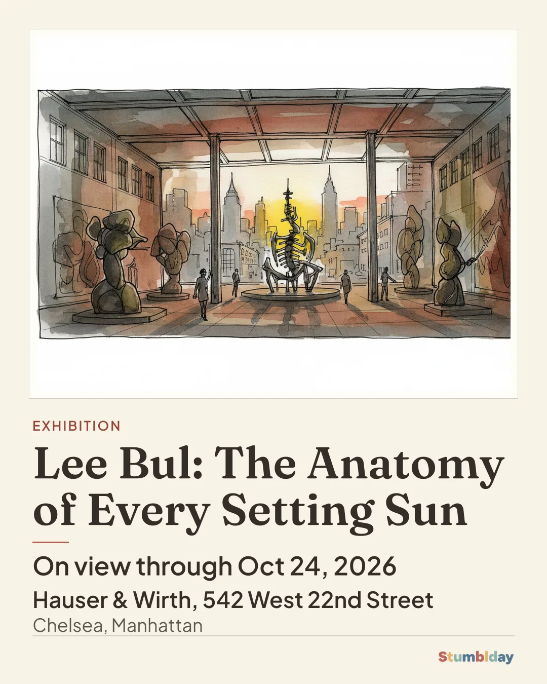 Flyer for Lee Bul: The Anatomy of Every Setting Sun: On view through Oct 24, 2026 at Hauser & Wirth, 542 West 22nd Street