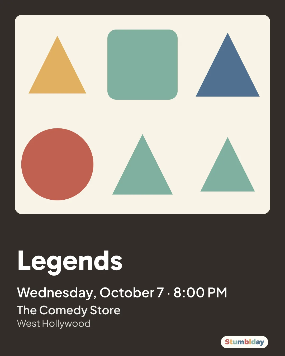 Flyer for Legends: Wednesday, October 7 · 8:00 PM at The Comedy Store