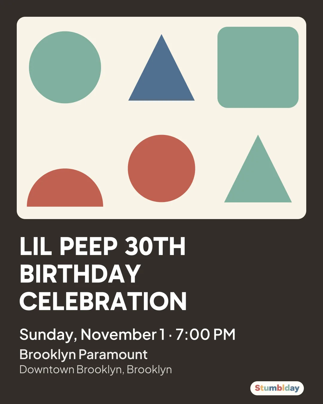 Flyer for LIL PEEP 30TH BIRTHDAY CELEBRATION: Sunday, November 1 · 7:00 PM at Brooklyn Paramount