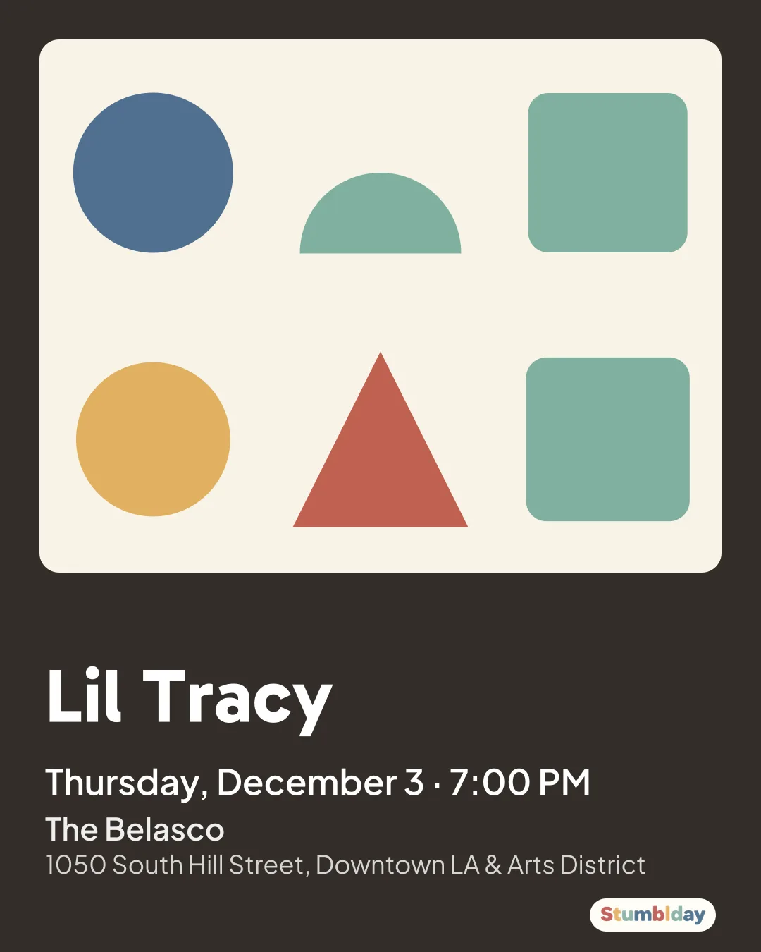 Flyer for Lil Tracy: Thursday, December 3 · 7:00 PM at The Belasco