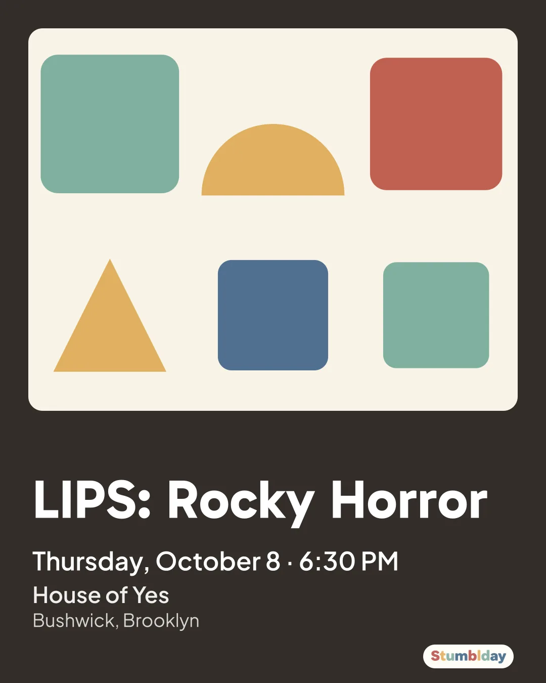 Flyer for LIPS: Rocky Horror: Thursday, October 8 · 6:30 PM at House of Yes