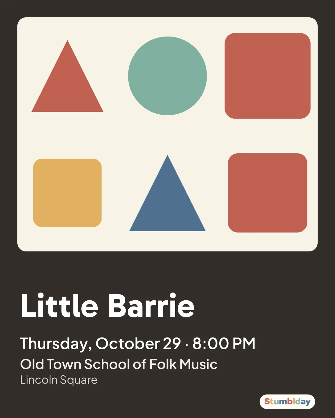 Flyer for Little Barrie: Thursday, October 29 · 8:00 PM at Old Town School of Folk Music