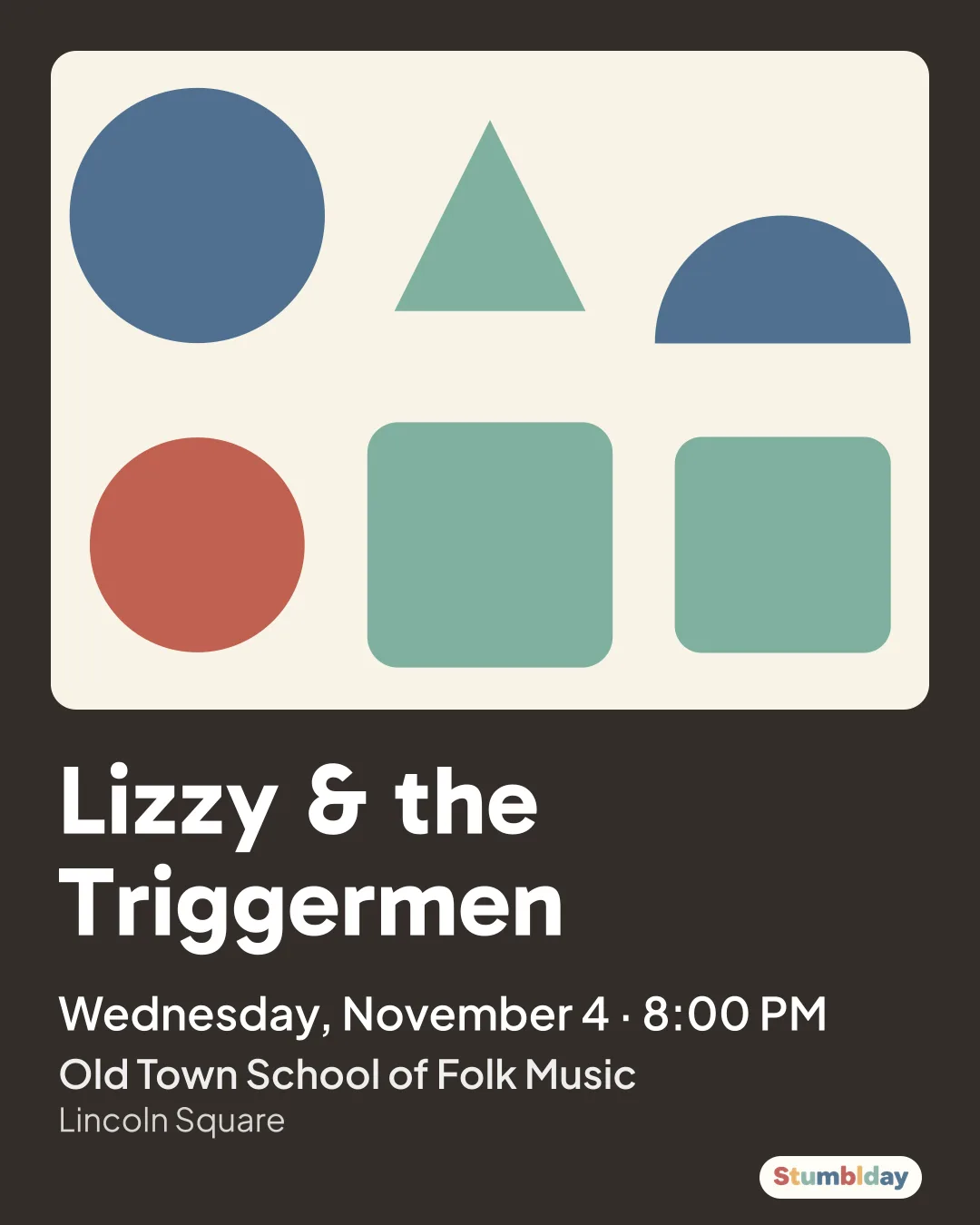 Flyer for Lizzy & the Triggermen: Wednesday, November 4 · 8:00 PM at Old Town School of Folk Music