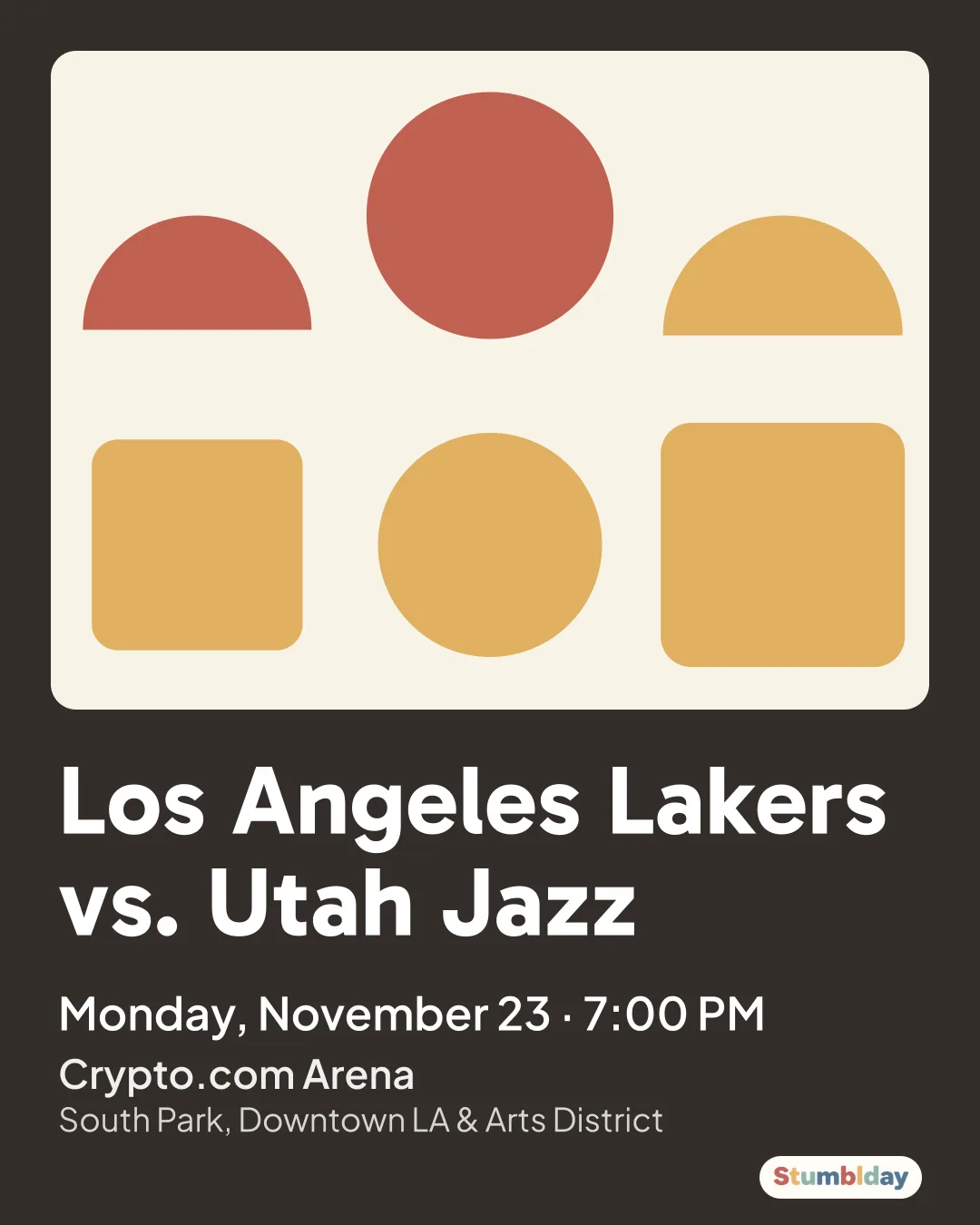 Flyer for Los Angeles Lakers vs. Utah Jazz: Monday, November 23 · 7:00 PM at Crypto.com Arena