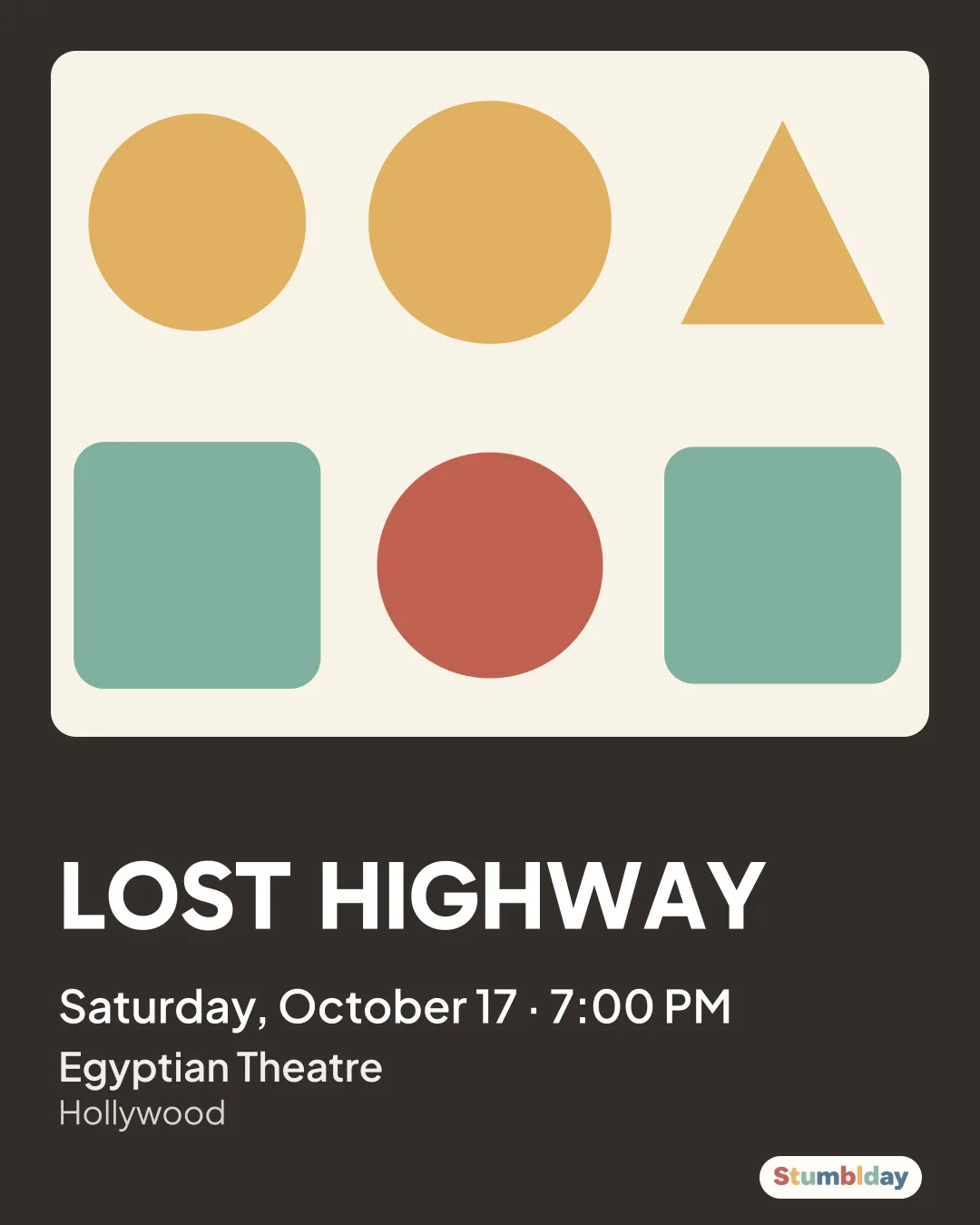 Flyer for LOST HIGHWAY: Saturday, October 17 · 7:00 PM at Egyptian Theatre