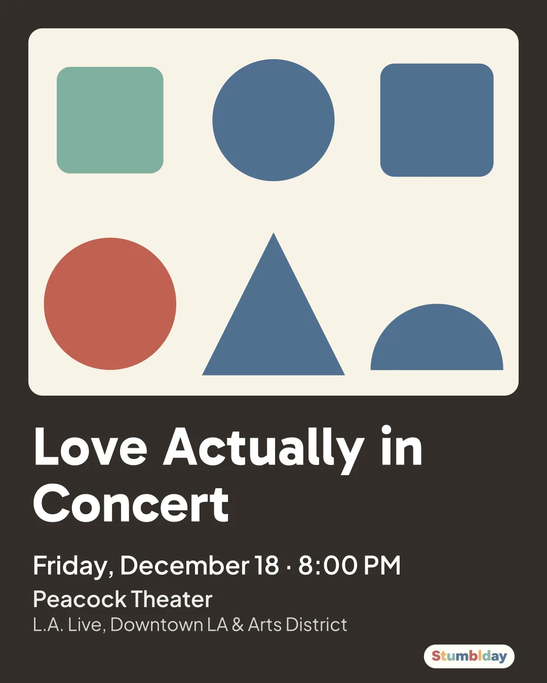 Flyer for Love Actually in Concert: Friday, December 18 · 8:00 PM at Peacock Theater