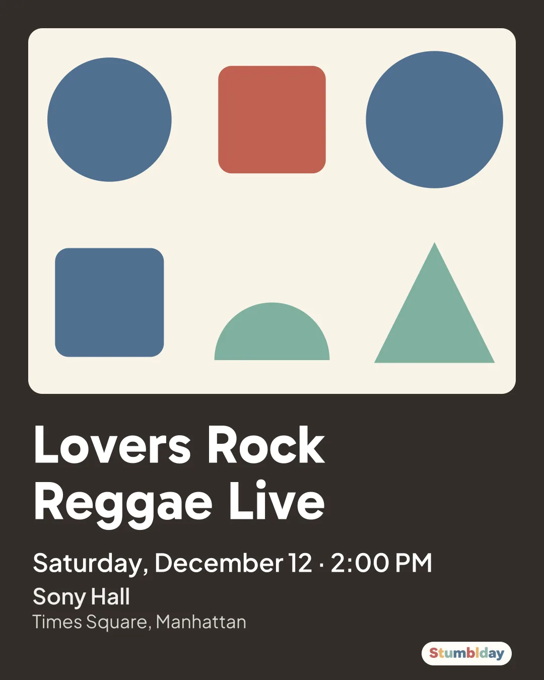 Flyer for Lovers Rock Reggae Live: Saturday, December 12 · 2:00 PM at Sony Hall