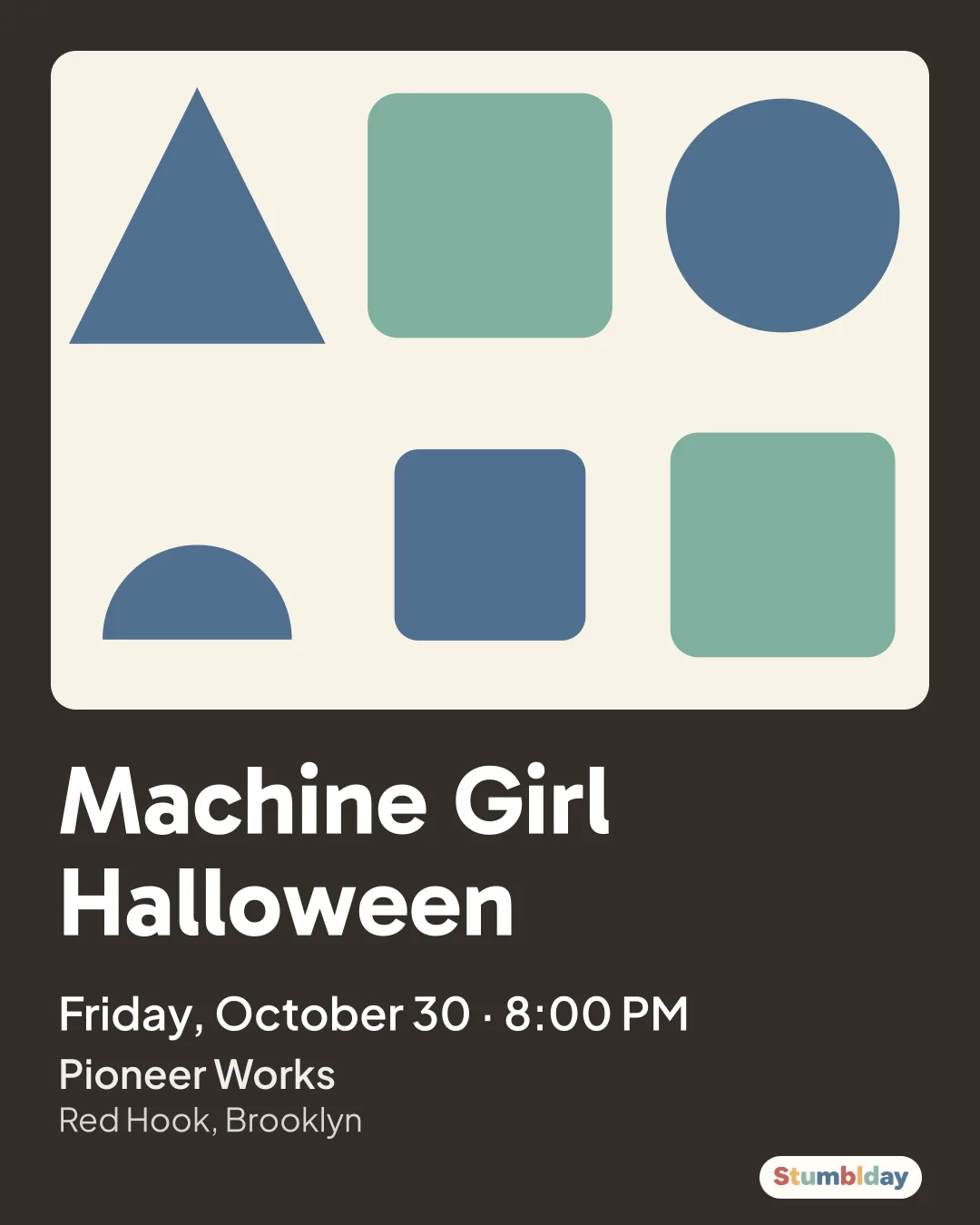 Flyer for Machine Girl Halloween: Friday, October 30 · 8:00 PM at Pioneer Works
