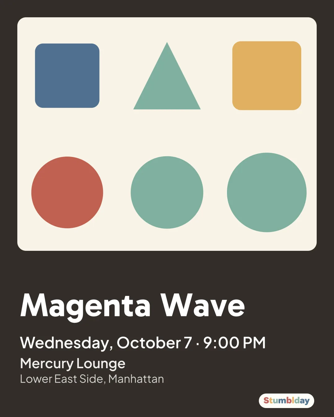 Flyer for Magenta Wave: Wednesday, October 7 · 9:00 PM at Mercury Lounge