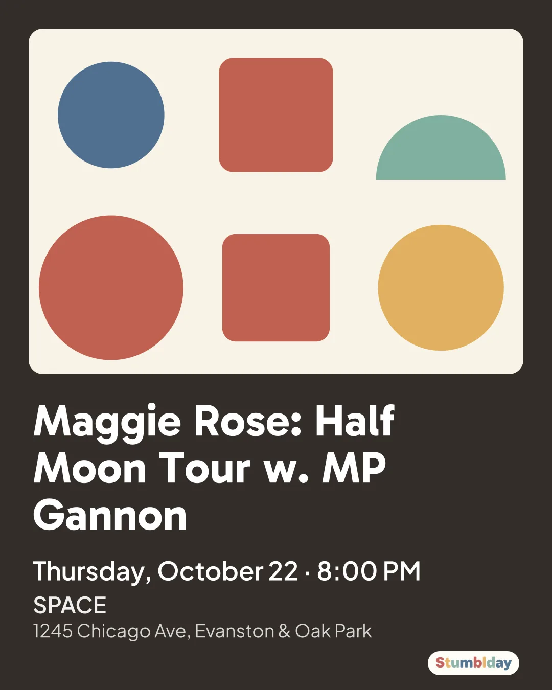 Flyer for Maggie Rose: Half Moon Tour w. MP Gannon: Thursday, October 22 · 8:00 PM at SPACE