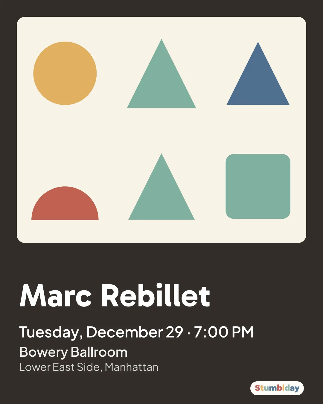 Flyer for Marc Rebillet: Tuesday, December 29 · 7:00 PM at Bowery Ballroom
