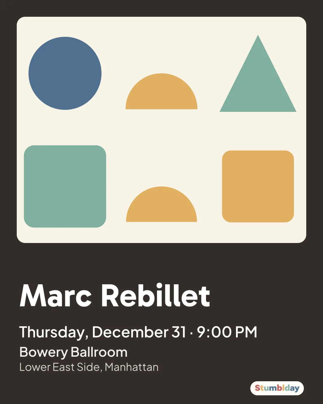 Flyer for Marc Rebillet: Thursday, December 31 · 9:00 PM at Bowery Ballroom
