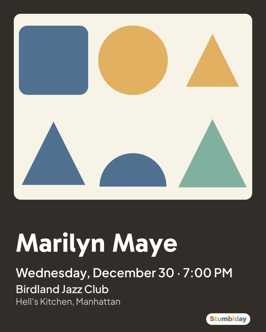 Flyer for Marilyn Maye: Wednesday, December 30 · 7:00 PM at Birdland Jazz Club
