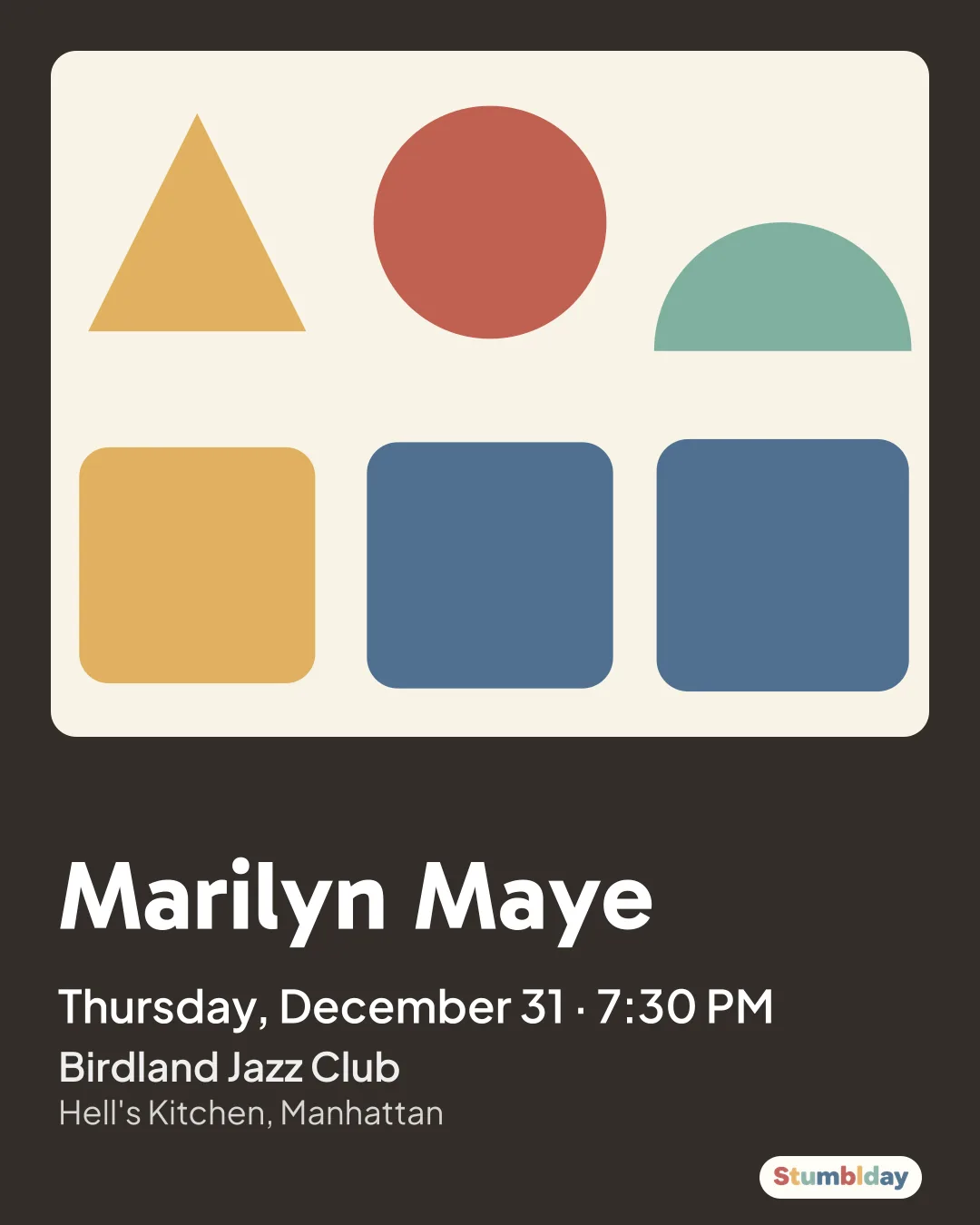 Flyer for Marilyn Maye: Thursday, December 31 · 7:30 PM at Birdland Jazz Club