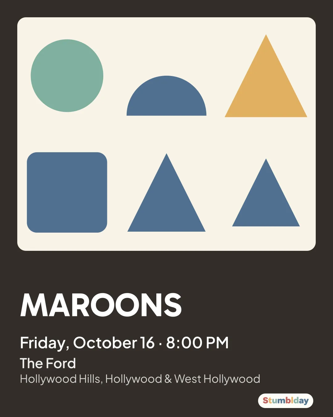 Flyer for MAROONS: Friday, October 16 · 8:00 PM at The Ford