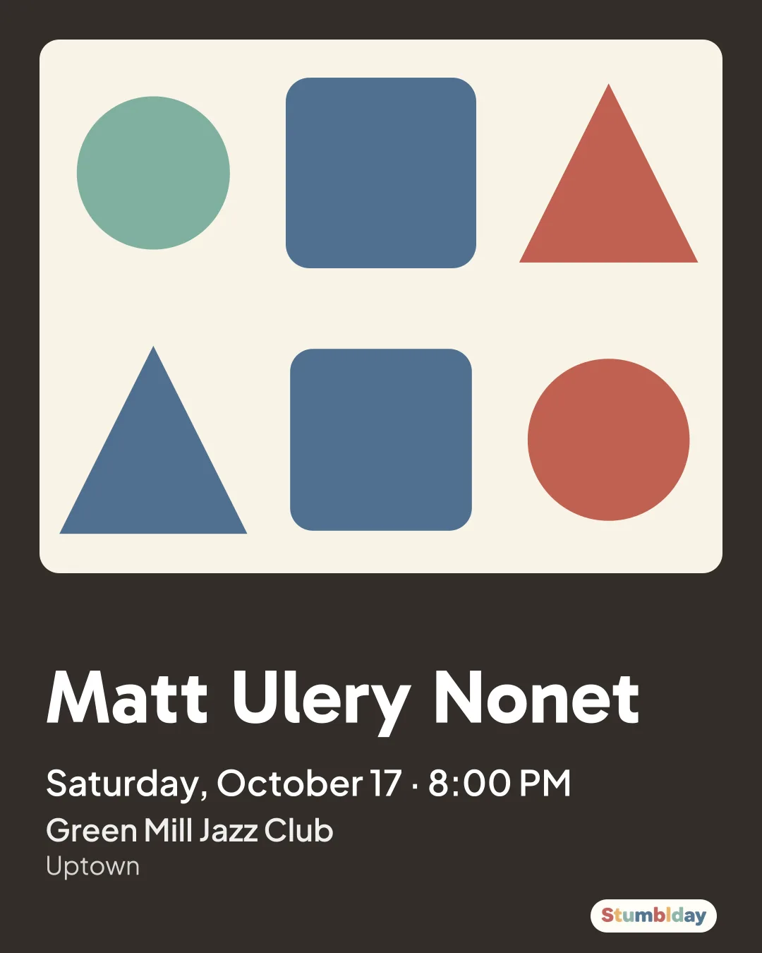 Flyer for Matt Ulery Nonet: Saturday, October 17 · 8:00 PM at Green Mill Jazz Club