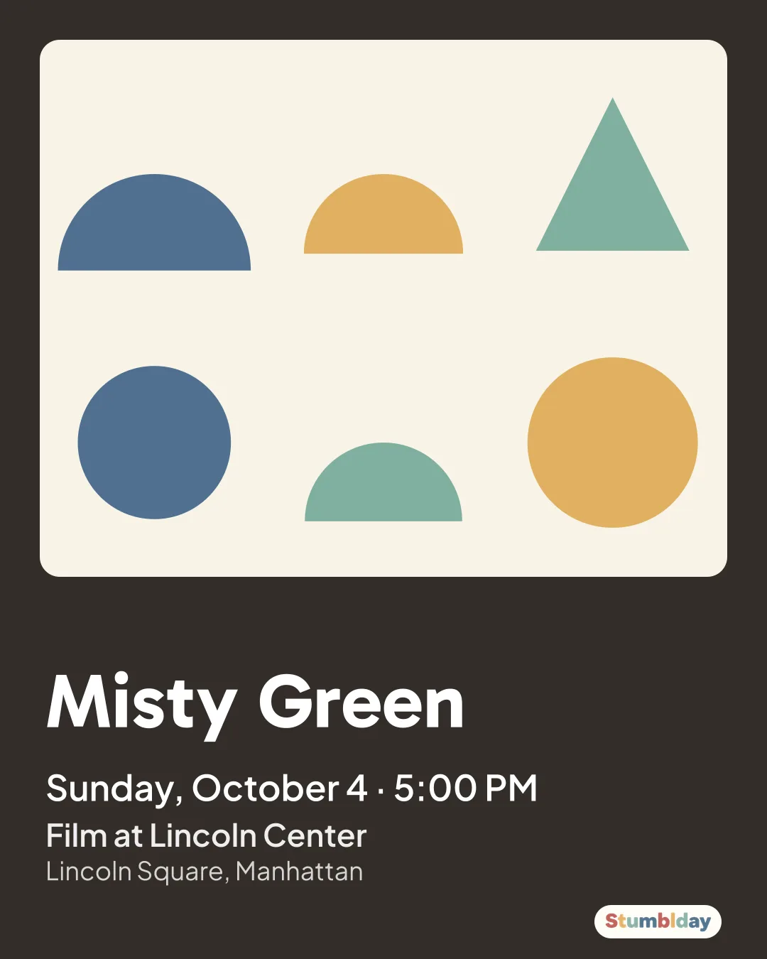 Flyer for Misty Green: Sunday, October 4 · 5:00 PM at Film at Lincoln Center