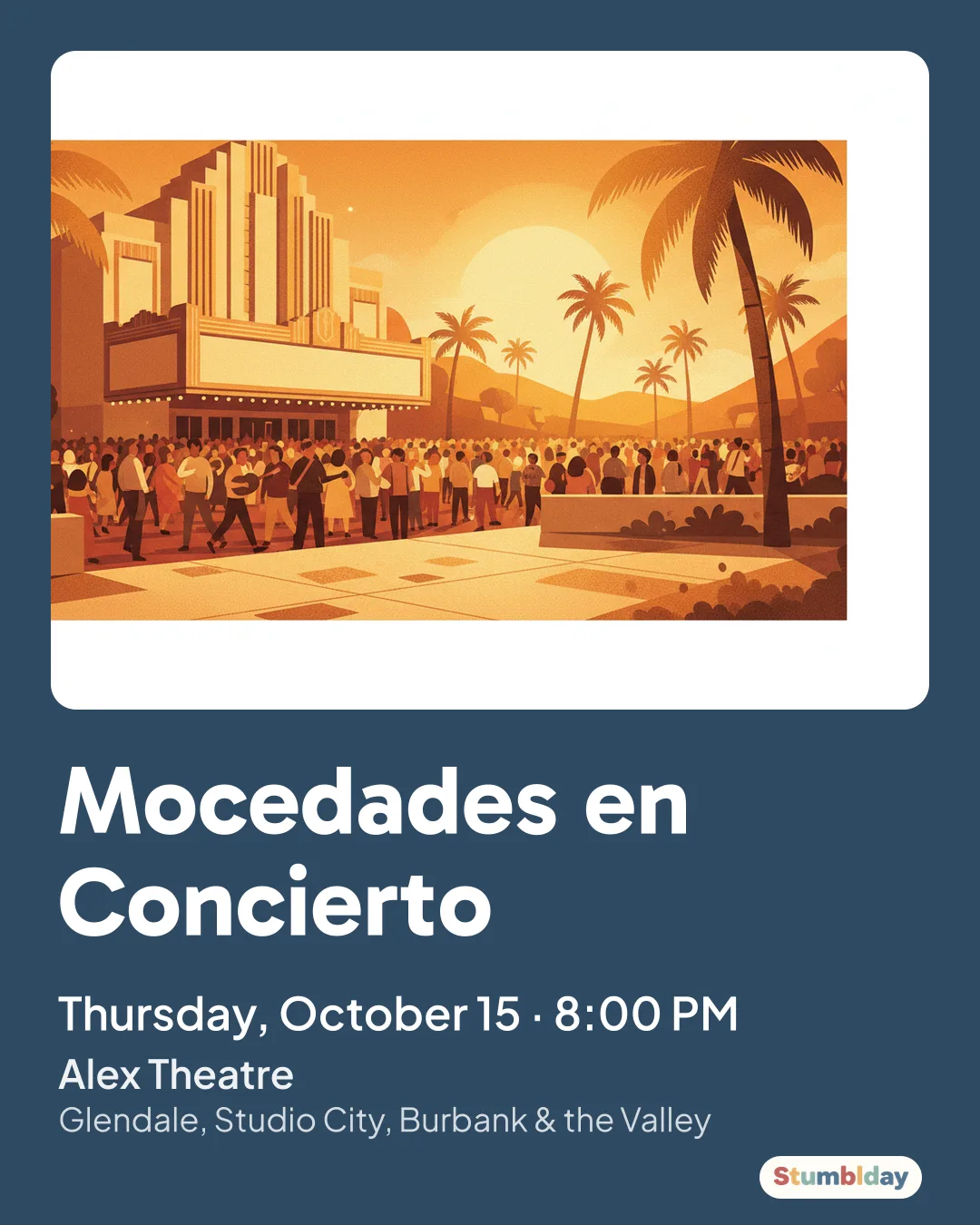 Flyer for Mocedades en Concierto: Thursday, October 15 · 8:00 PM at Alex Theatre