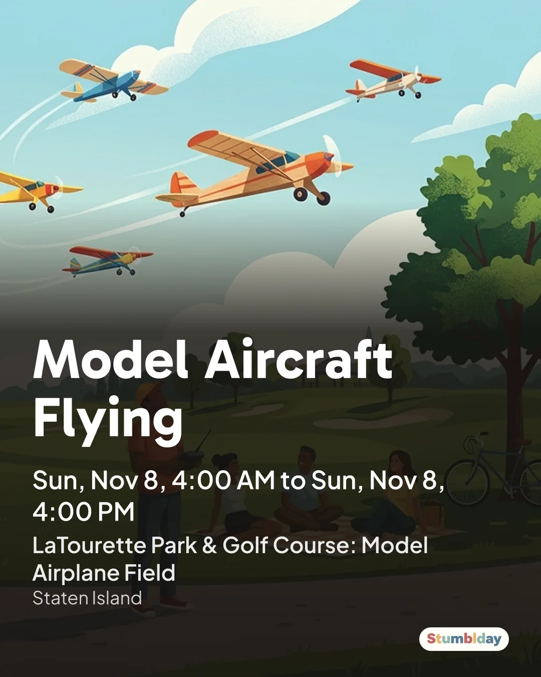 Flyer for Model Aircraft Flying: Sun, Nov 8, 4:00 AM to Sun, Nov 8, 4:00 PM at LaTourette Park & Golf Course: Model Airplane Field