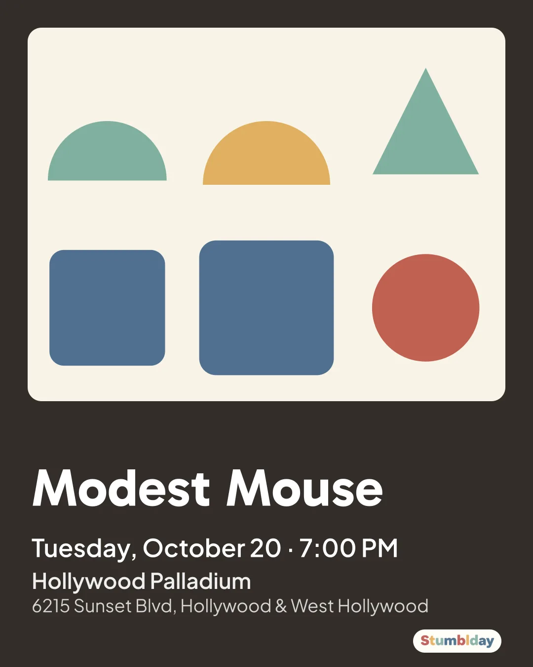 Flyer for Modest Mouse: Tuesday, October 20 · 7:00 PM at Hollywood Palladium