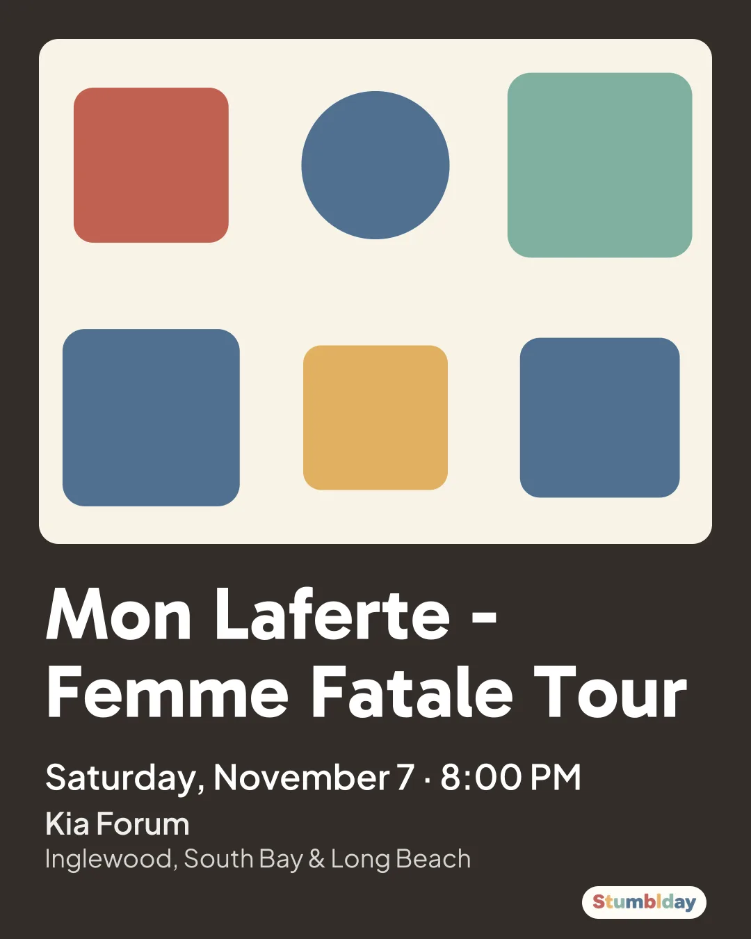 Flyer for Mon Laferte - Femme Fatale Tour: Saturday, November 7 · 8:00 PM at Kia Forum