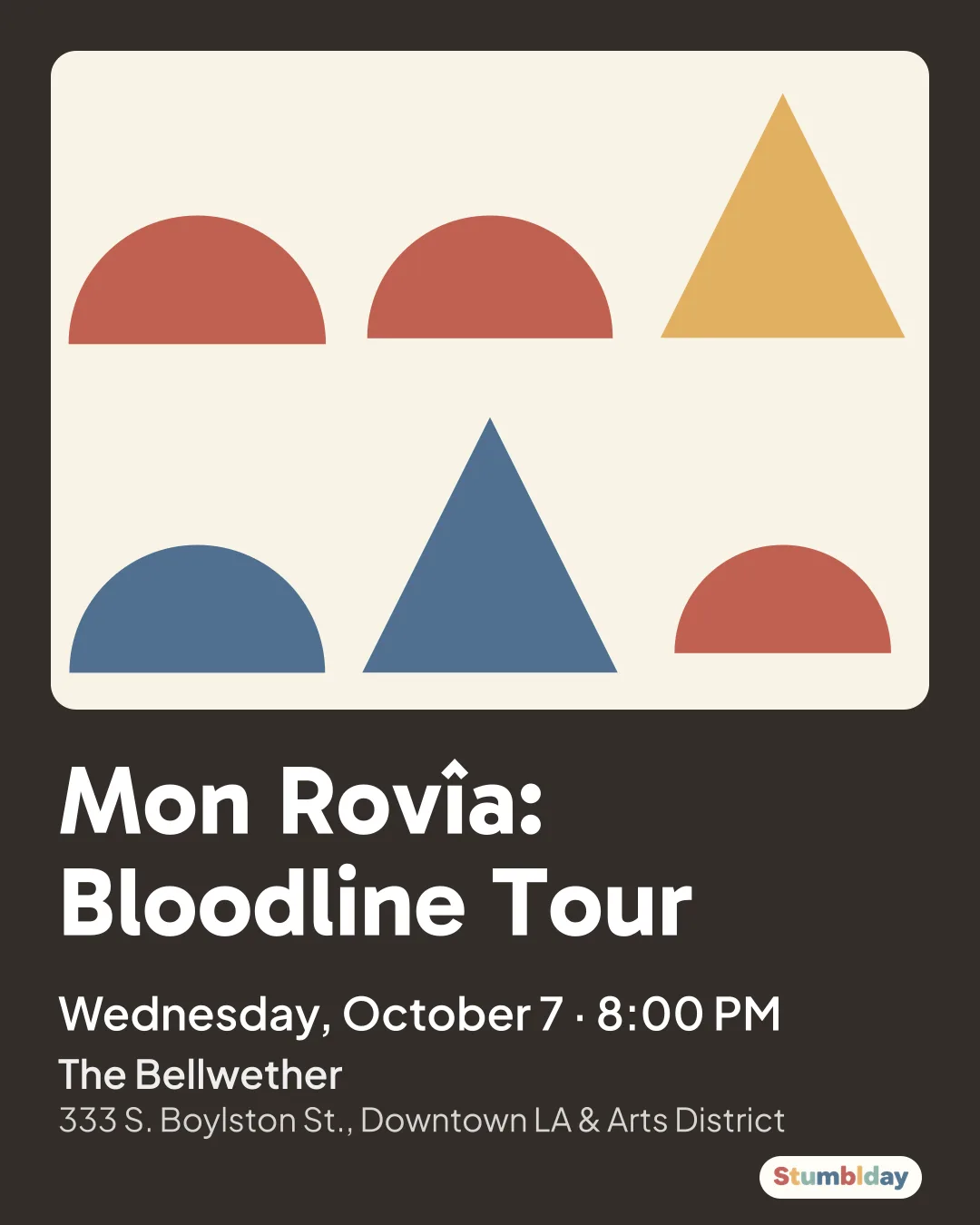 Flyer for Mon Rovîa: Bloodline Tour: Wednesday, October 7 · 8:00 PM at The Bellwether
