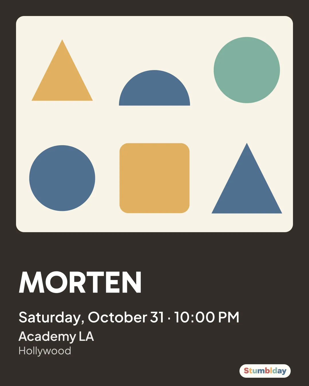 Flyer for MORTEN: Saturday, October 31 · 10:00 PM at Academy LA
