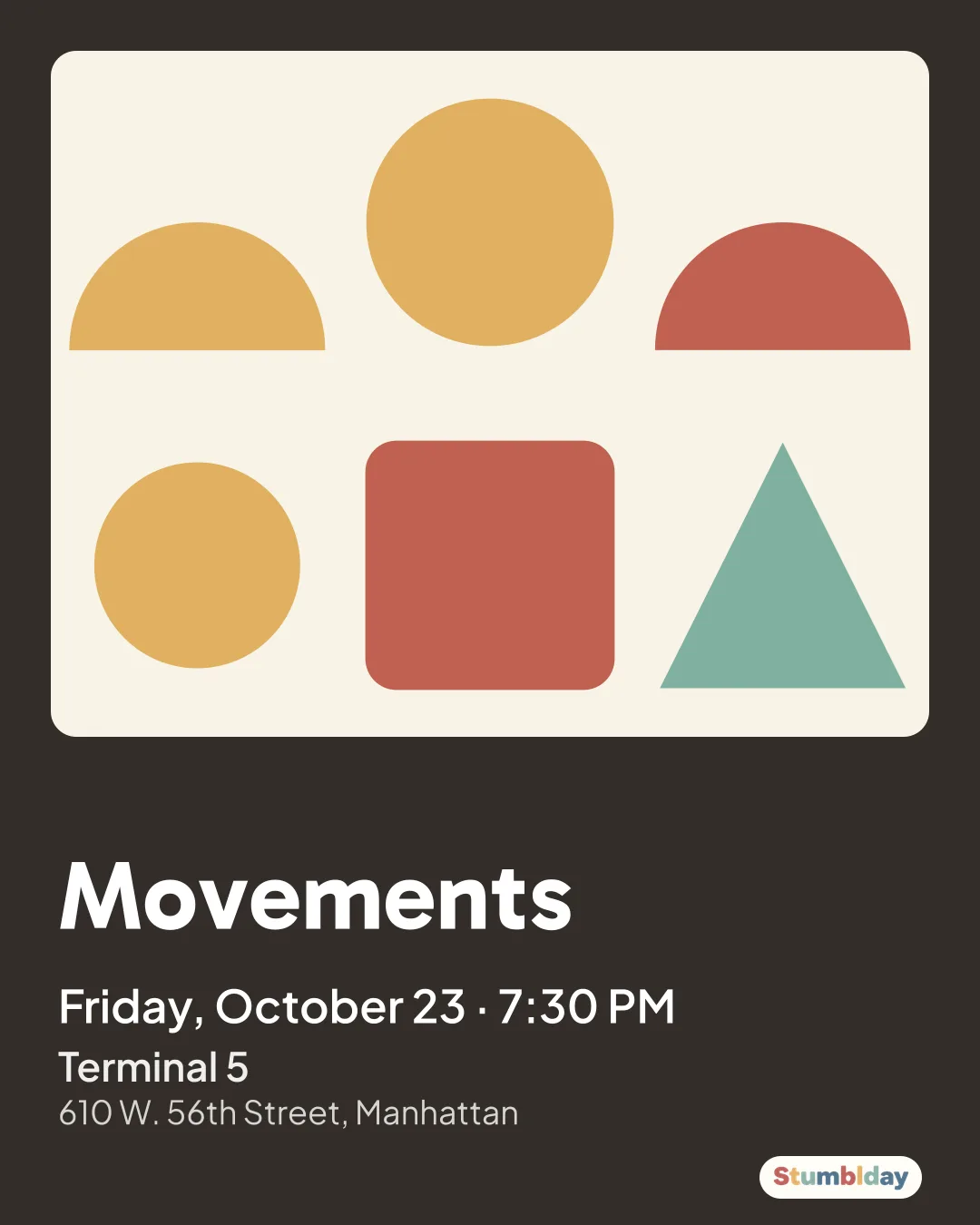 Flyer for Movements: Friday, October 23 · 7:30 PM at Terminal 5