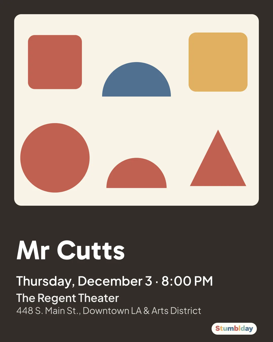Flyer for Mr Cutts: Thursday, December 3 · 8:00 PM at The Regent Theater
