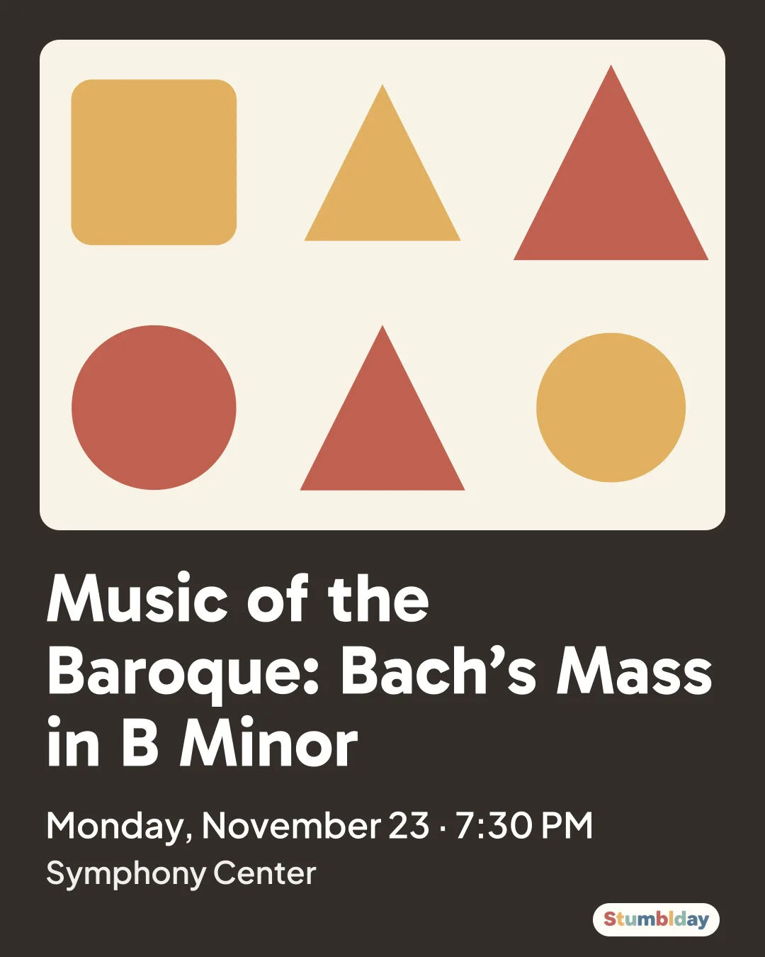 Flyer for Music of the Baroque: Bach’s Mass in B Minor: Monday, November 23 · 7:30 PM at Symphony Center