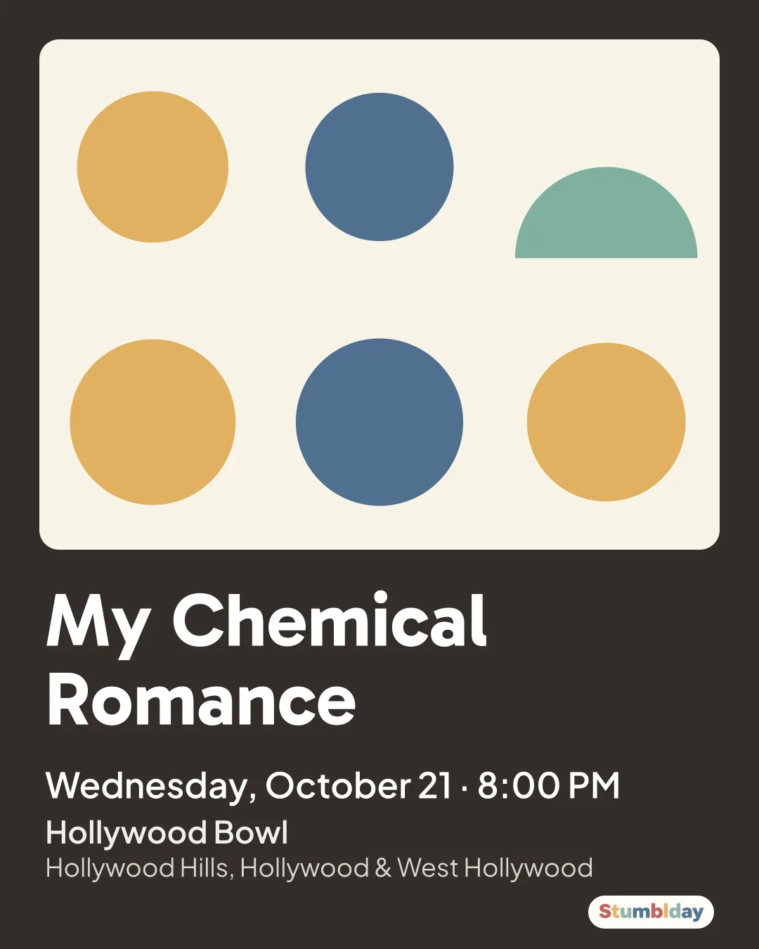 Flyer for My Chemical Romance: Wednesday, October 21 · 8:00 PM at Hollywood Bowl