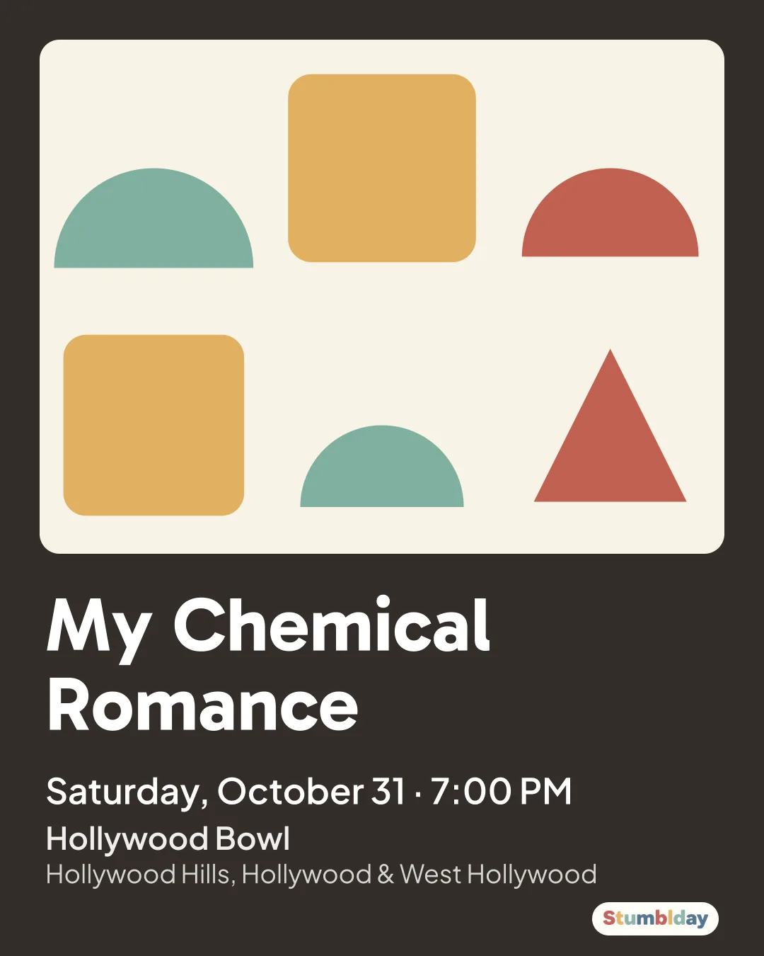 Flyer for My Chemical Romance: Saturday, October 31 · 7:00 PM at Hollywood Bowl