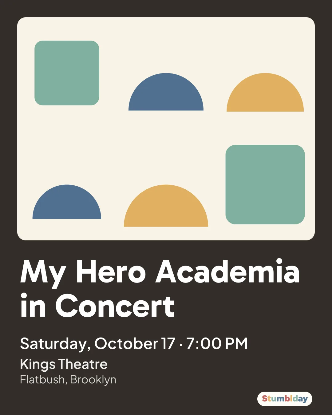 Flyer for My Hero Academia in Concert: Saturday, October 17 · 7:00 PM at Kings Theatre