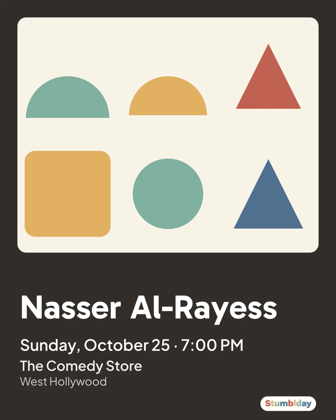 Flyer for Nasser Al-Rayess: Sunday, October 25 · 7:00 PM at The Comedy Store