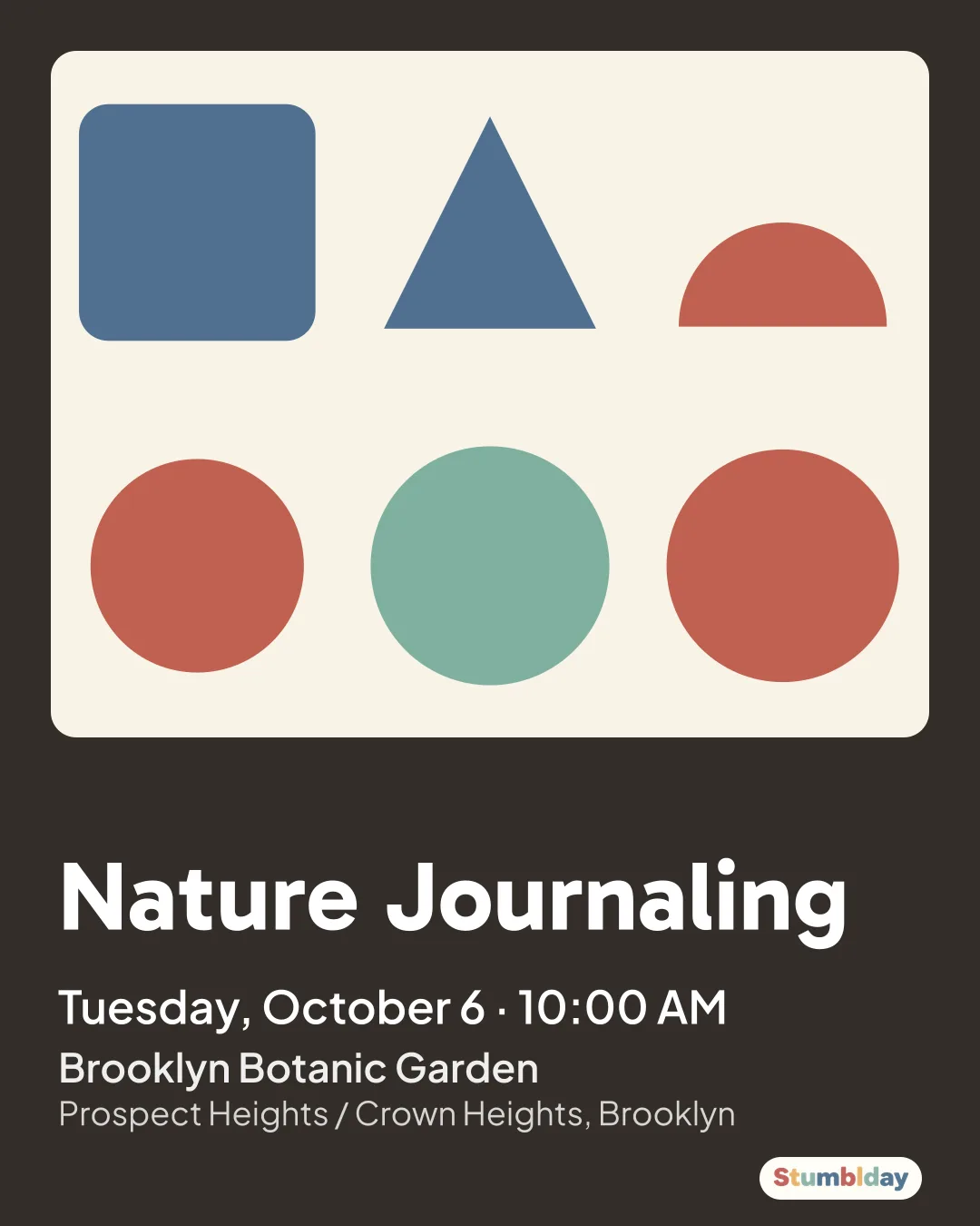 Flyer for Nature Journaling: Tuesday, October 6 · 10:00 AM at Brooklyn Botanic Garden