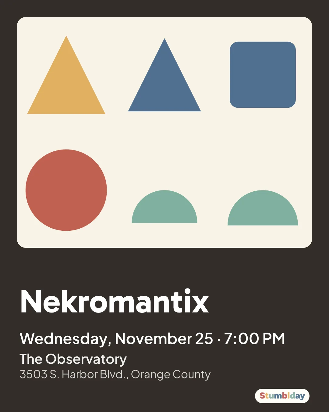 Flyer for Nekromantix: Wednesday, November 25 · 7:00 PM at The Observatory