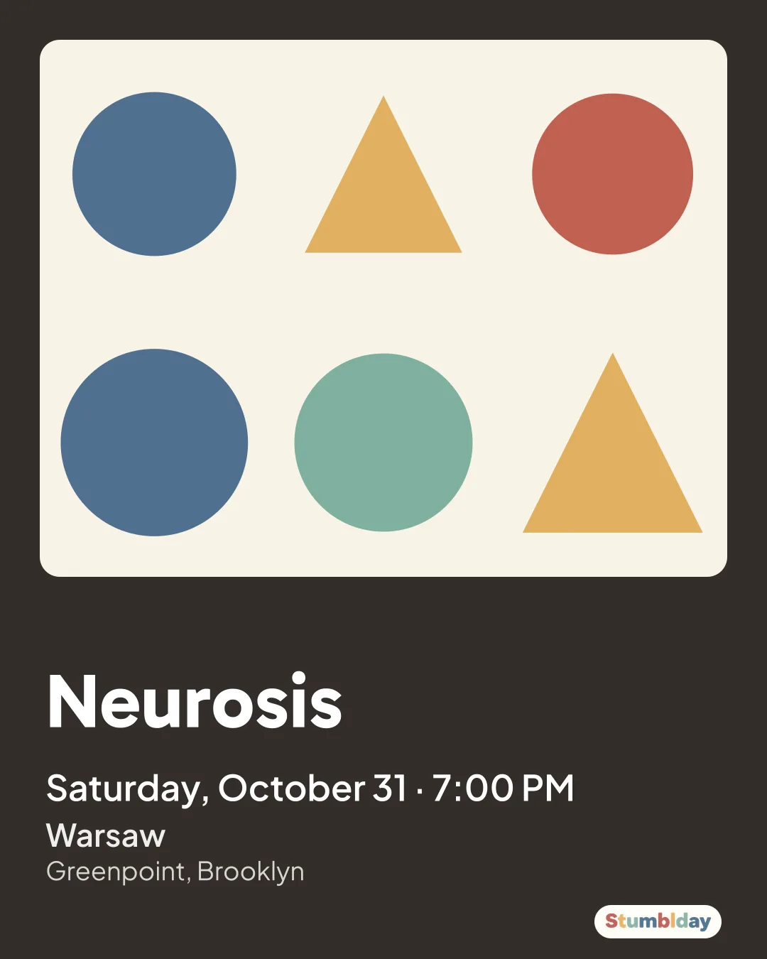 Flyer for Neurosis: Saturday, October 31 · 7:00 PM at Warsaw
