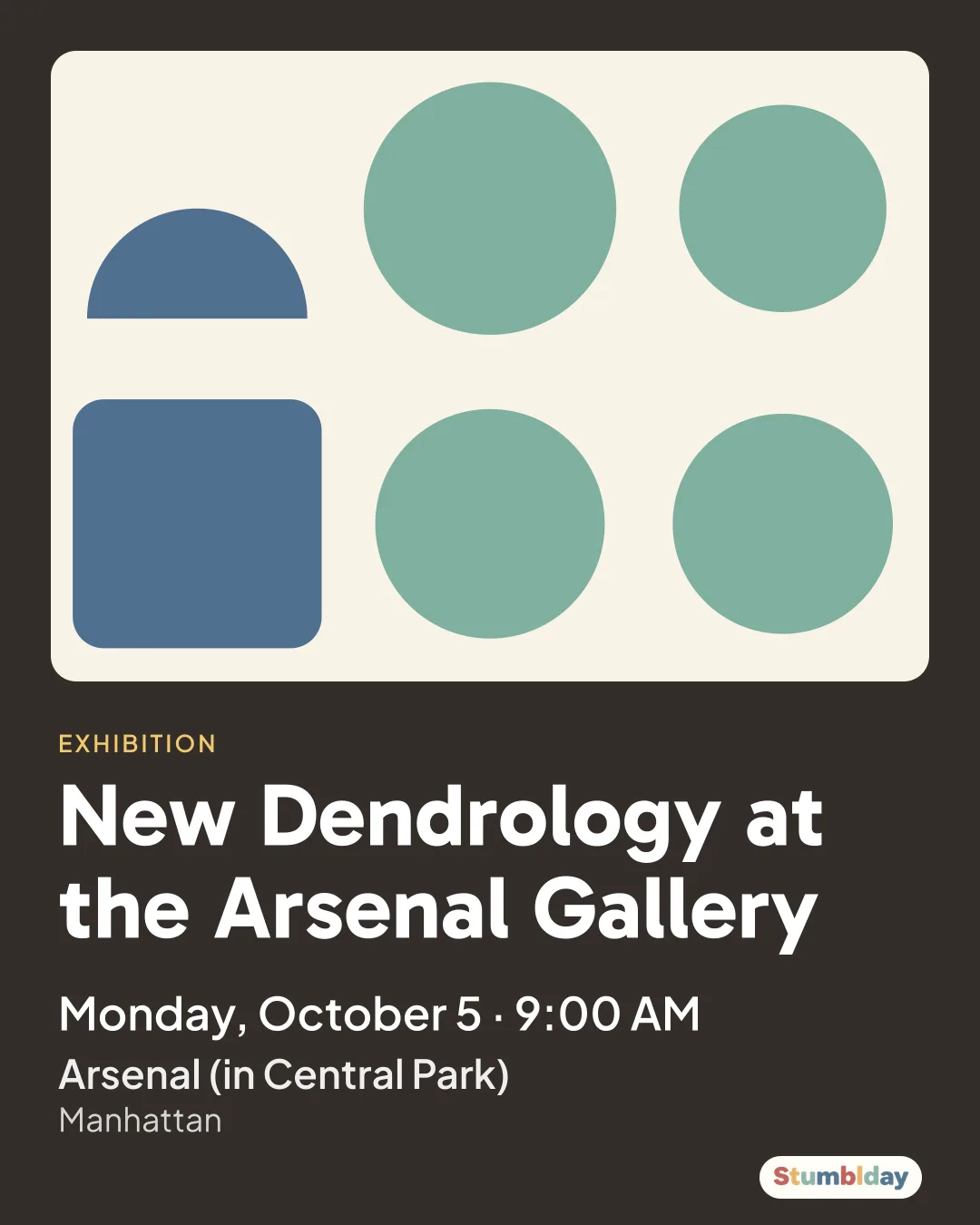Flyer for New Dendrology at the Arsenal Gallery: Monday, October 5 · 9:00 AM at Arsenal (in Central Park)