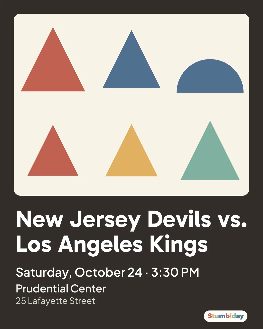 Flyer for New Jersey Devils vs. Los Angeles Kings: Saturday, October 24 · 3:30 PM at Prudential Center