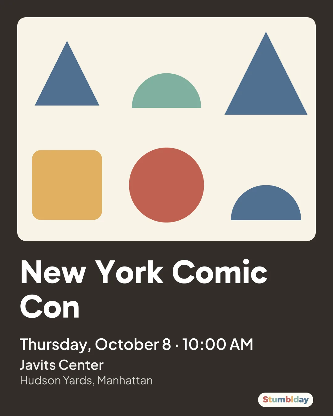 Flyer for New York Comic Con: Thursday, October 8 · 10:00 AM at Javits Center