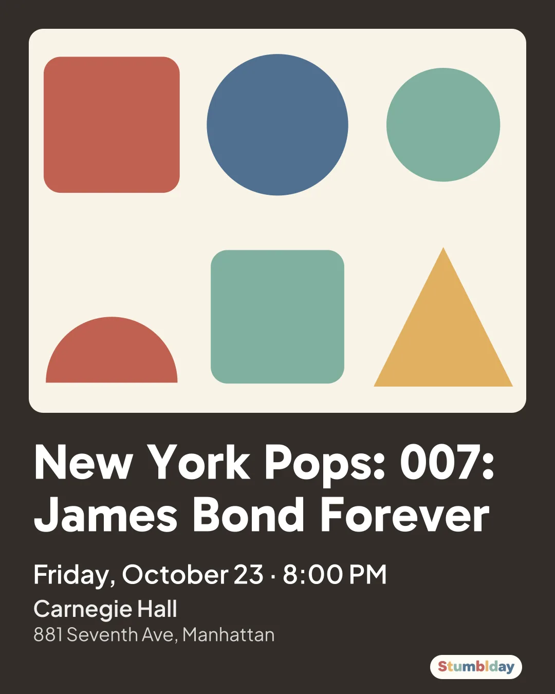 Flyer for New York Pops: 007: James Bond Forever: Friday, October 23 · 8:00 PM at Carnegie Hall