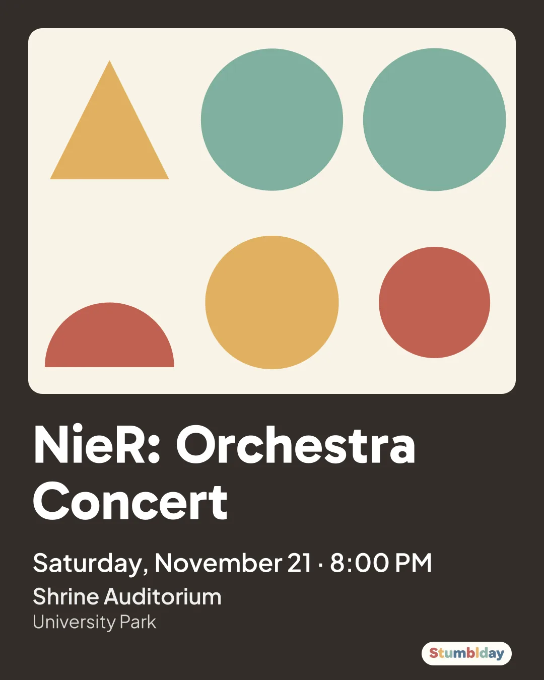Flyer for NieR: Orchestra Concert: Saturday, November 21 · 8:00 PM at Shrine Auditorium