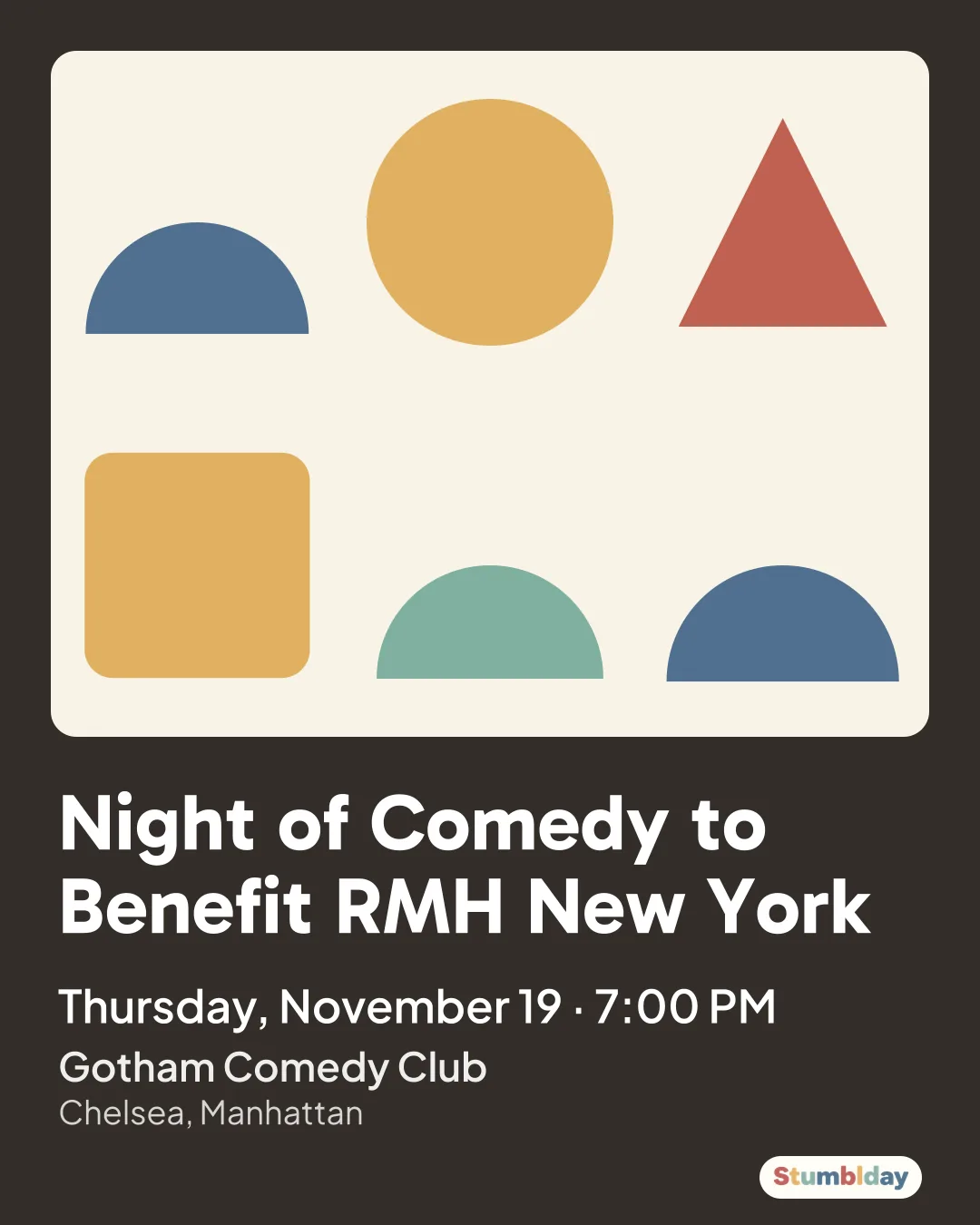 Flyer for Night of Comedy to Benefit RMH New York: Thursday, November 19 · 7:00 PM at Gotham Comedy Club