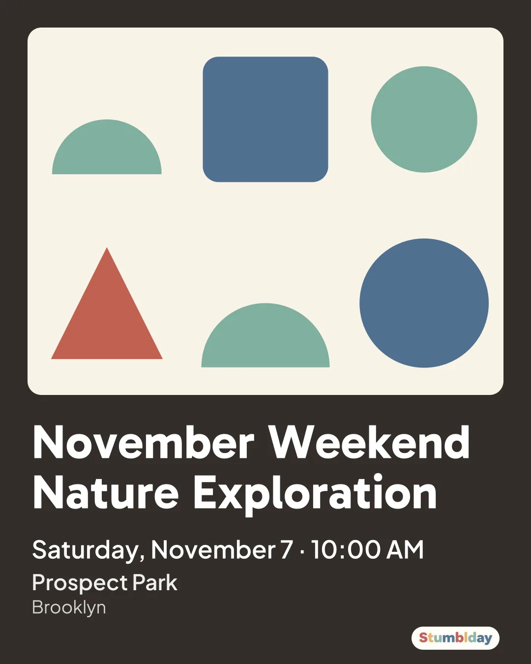Flyer for November Weekend Nature Exploration: Saturday, November 7 · 10:00 AM at Prospect Park