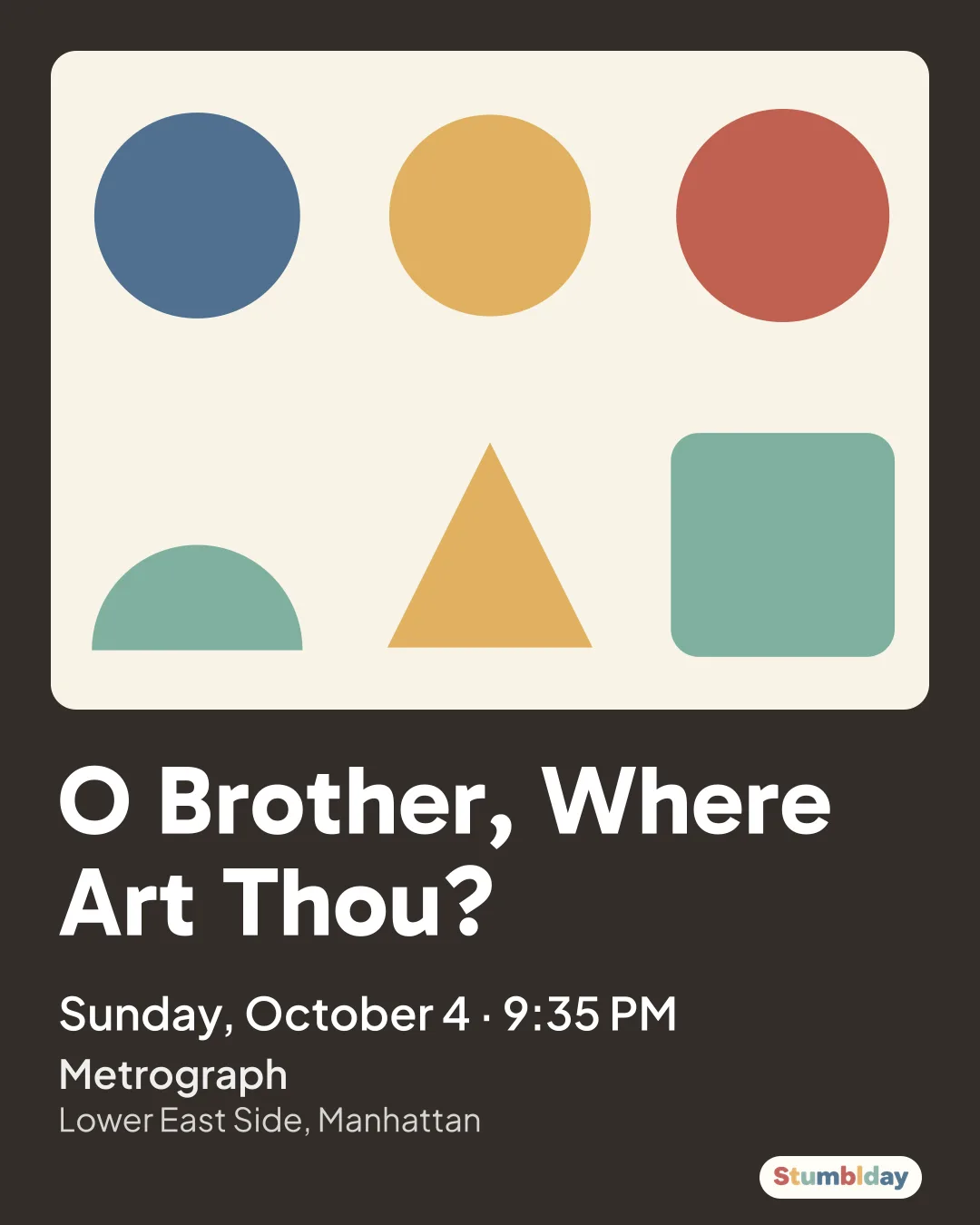 Flyer for O Brother, Where Art Thou?: Sunday, October 4 ยท 9:35 PM at Metrograph