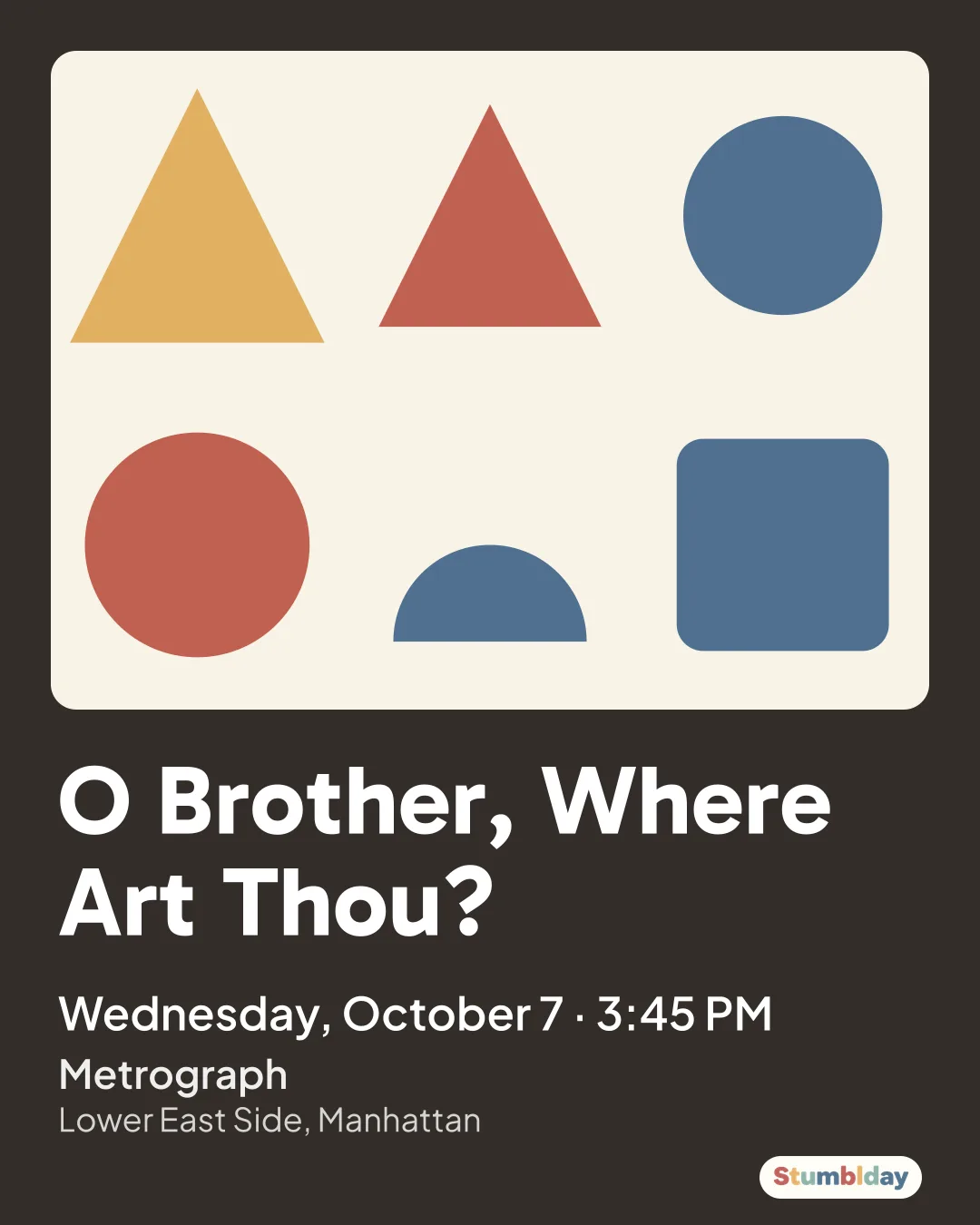 Flyer for O Brother, Where Art Thou?: Wednesday, October 7 · 3:45 PM at Metrograph