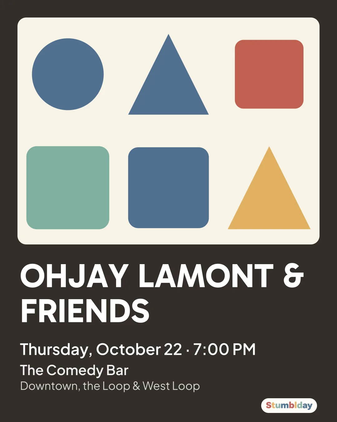 Flyer for OHJAY LAMONT & FRIENDS: Thursday, October 22 · 7:00 PM at The Comedy Bar