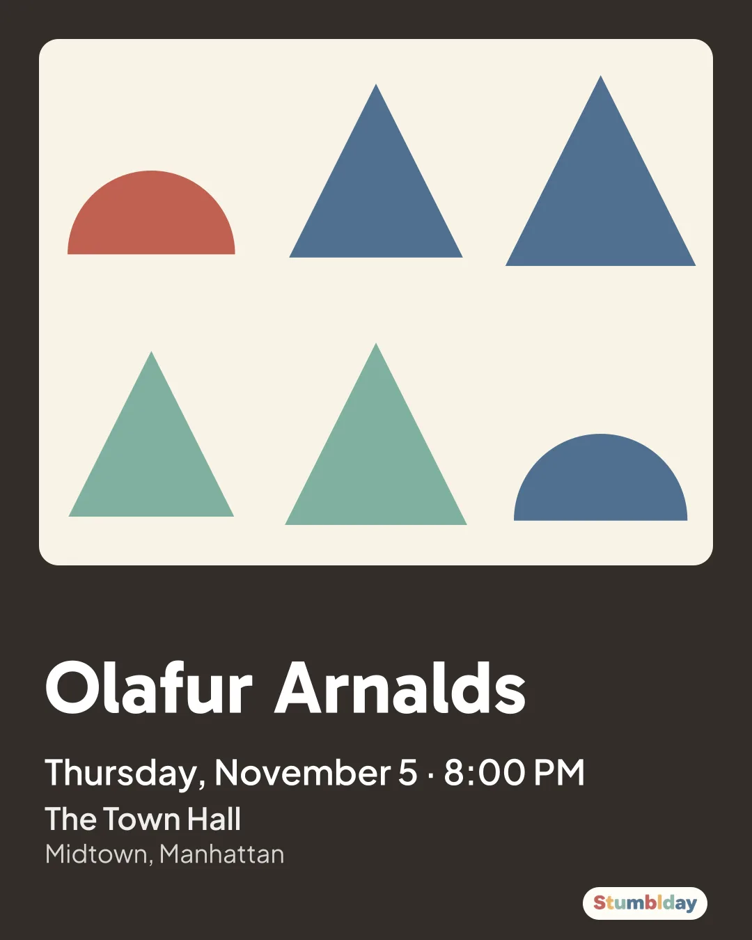 Flyer for Olafur Arnalds: Thursday, November 5 · 8:00 PM at The Town Hall
