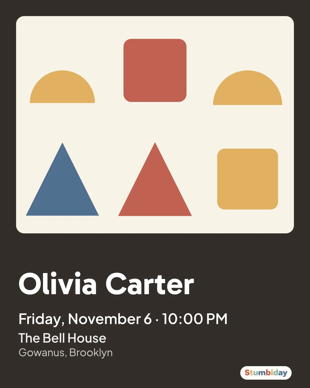 Flyer for Olivia Carter: Friday, November 6 · 10:00 PM at The Bell House