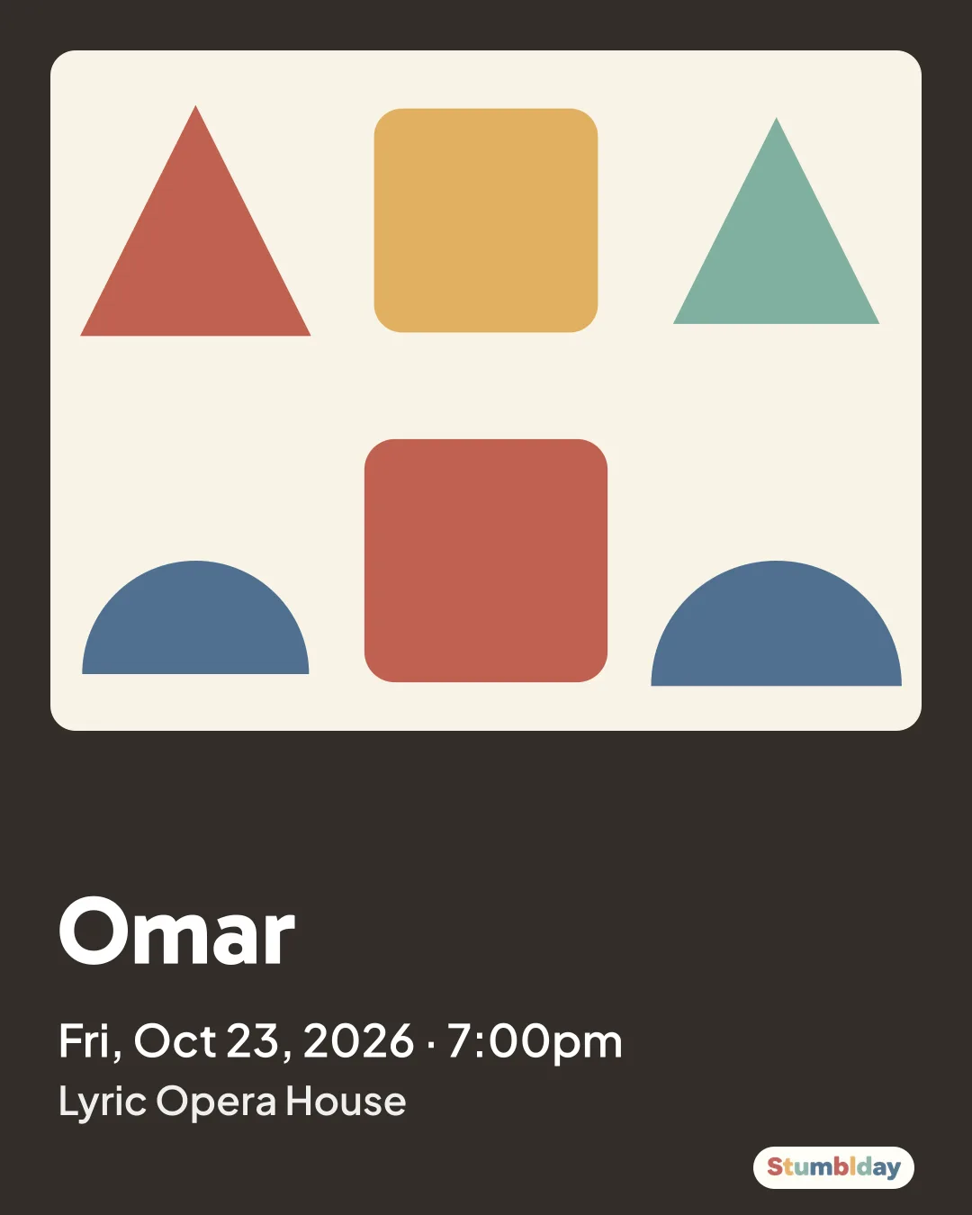 Flyer for Omar: Fri, Oct 23, 2026 · 7:00pm at Lyric Opera House
